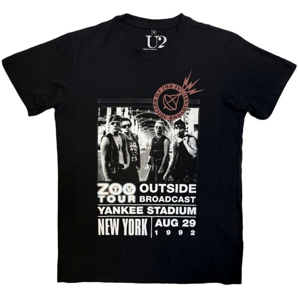U2 Unisex Adult Zoo TV Tour NY Poster 08.29.92 T-Shirt / Black